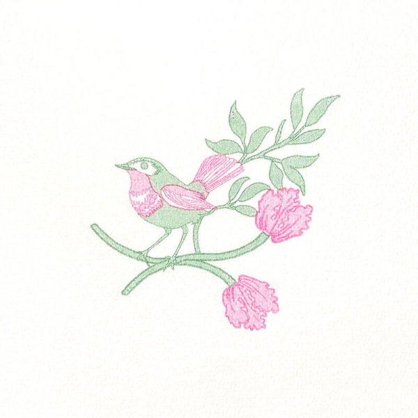 Paviot, Napkin,FLEURS DES PRÉS, printed the colours, rose, green, style