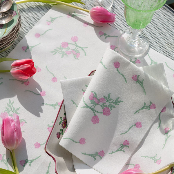 Paviot, Napkin,Pinson, printed the colours, rose, green, style top