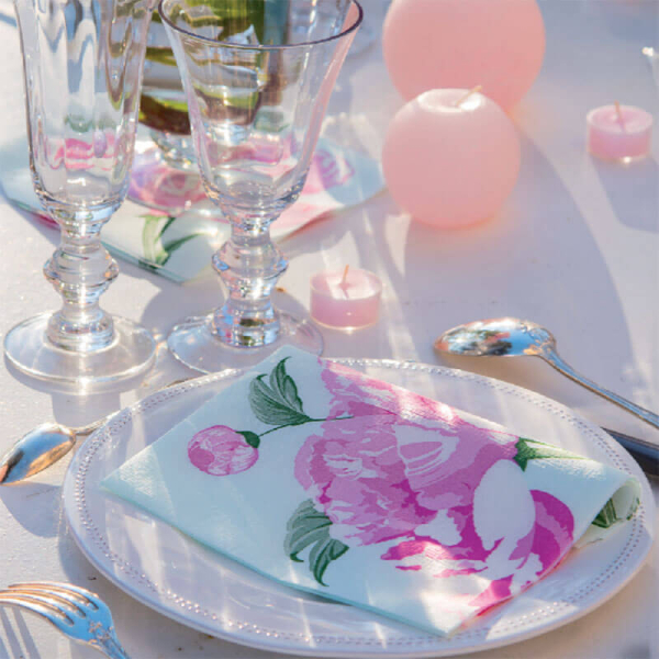 Paviot, Serviette, Pivoine Pfingstrose pink, style