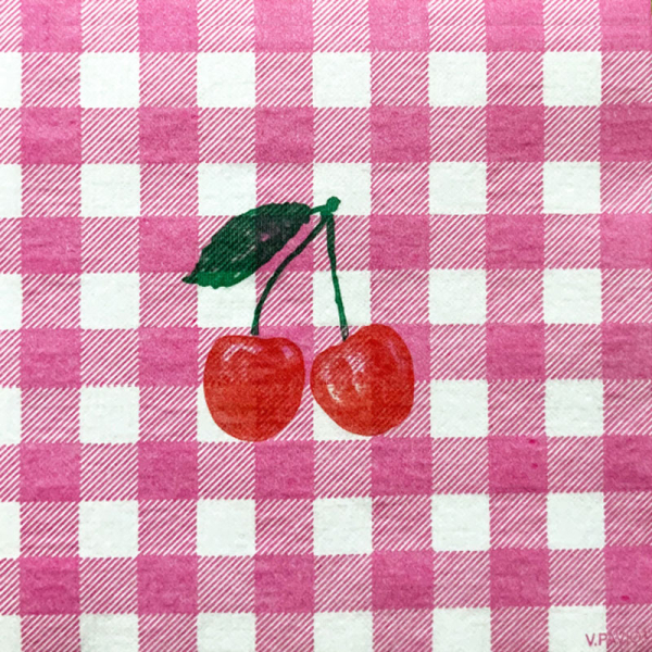 Paviot, Napkin, Fleur Rose Pop, pink red, green printed, detail