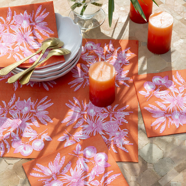 Paviot, Napkin, print FRUITS EXOTIQUE orange style