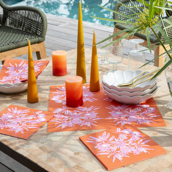 Paviot, Napkin, print FRUITS EXOTIQUE orange style
