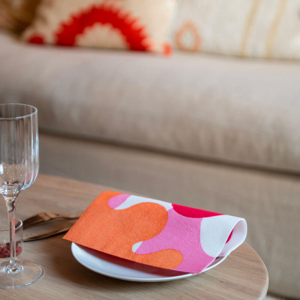 Paviot napkin Form printed pink, orange, style