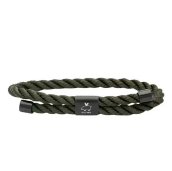 Pig&Hen, Armband Little Lewis, Segeltau army | black Verschluß schwarz