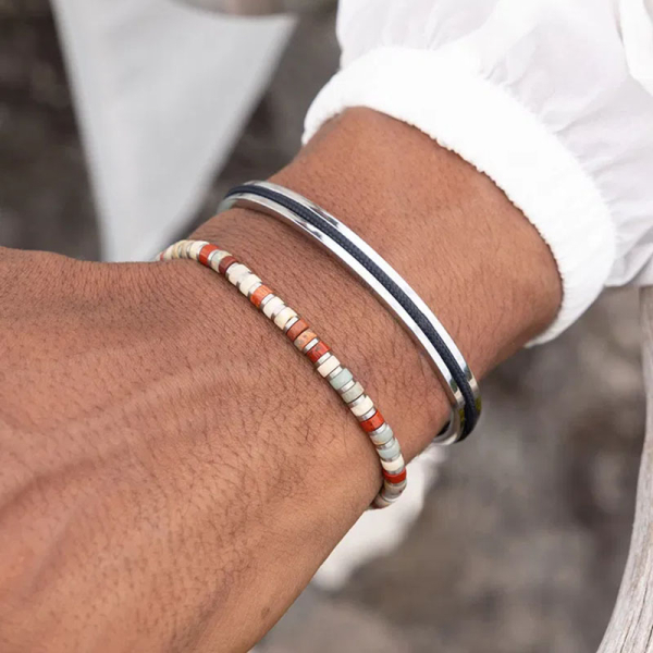 Pig&Hen, Armband Brontide 4 Hacone silver Edelsteine, Edelstahlverschluß Verschluß silber, style