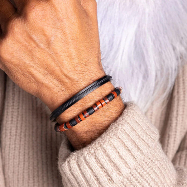 Pig&Hen, Armband Brontide 6 Tokyo black Edelsteine, Edelstahlverschluß Verschluß schwarz, style2