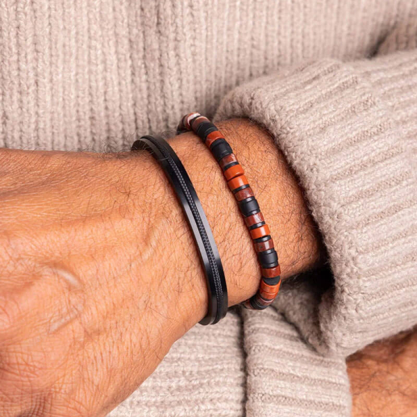 Pig&Hen, Armband Brontide 6 Tokyo black Edelsteine, Edelstahlverschluß Verschluß schwarz, style