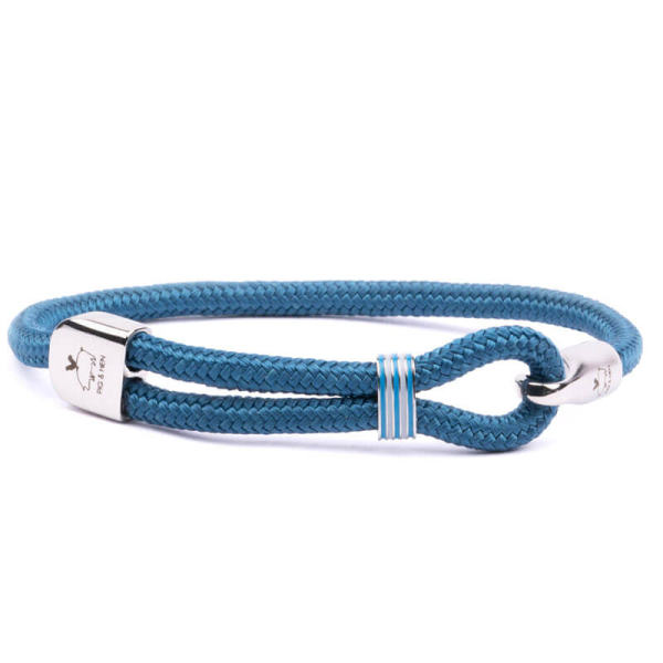 Pig&Hen, Armband Captain Carl • Segeltau ocean blue | silver, Segeltau, Verschluß Schäkel silber