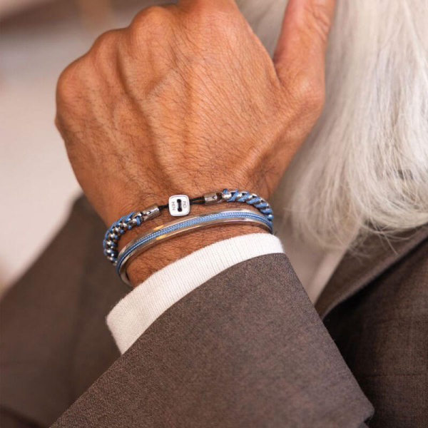 Pig&Hen, Armband Catena Venetian, Segeltau Pigeon Blue I Silver Verschluß silberr, style2