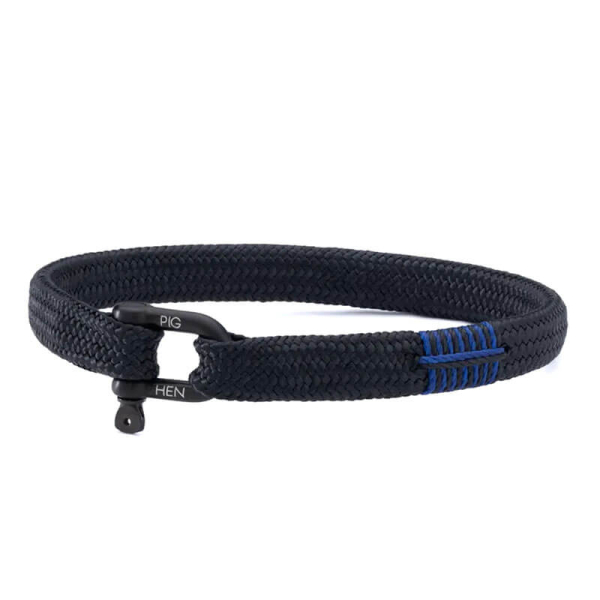 Pig&Hen, Vicious Vick Armband mit Schackelverschluss, geflochtenes Nylon, schwarz-schwarz