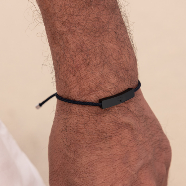 Pig& Hen, bracelet Madd Matt, nylon, closure choker, front, black | black, style solo