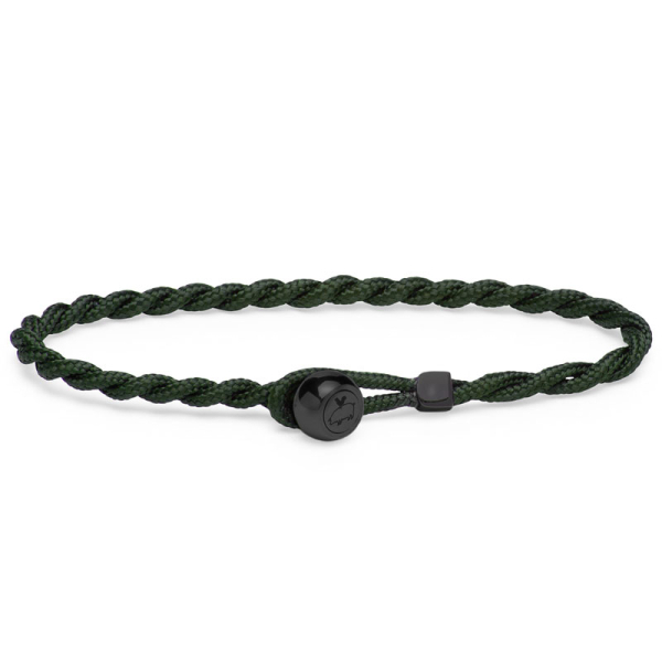 Pig& Hen, bracelet Easy Ed, army|black, braided nylon, closure shackle, front, army|black
