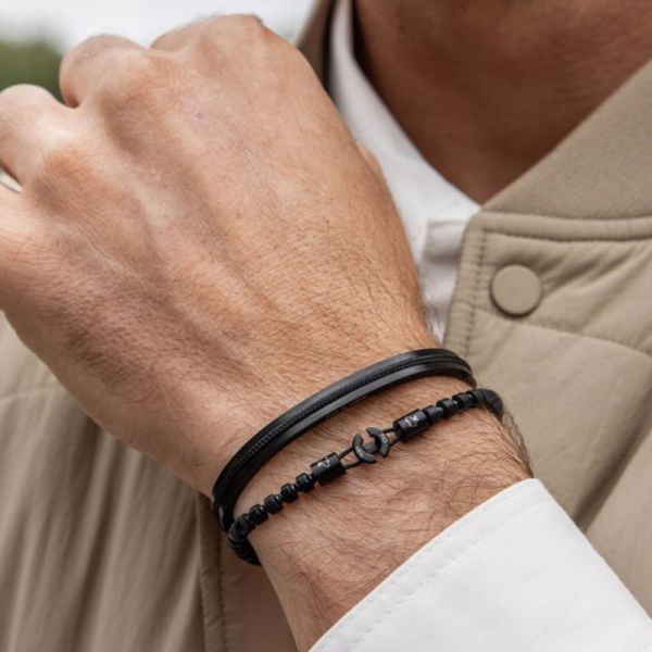 Pig& Hen, bracelet Brontide Black Agath, Gems, Clasp black, style 2