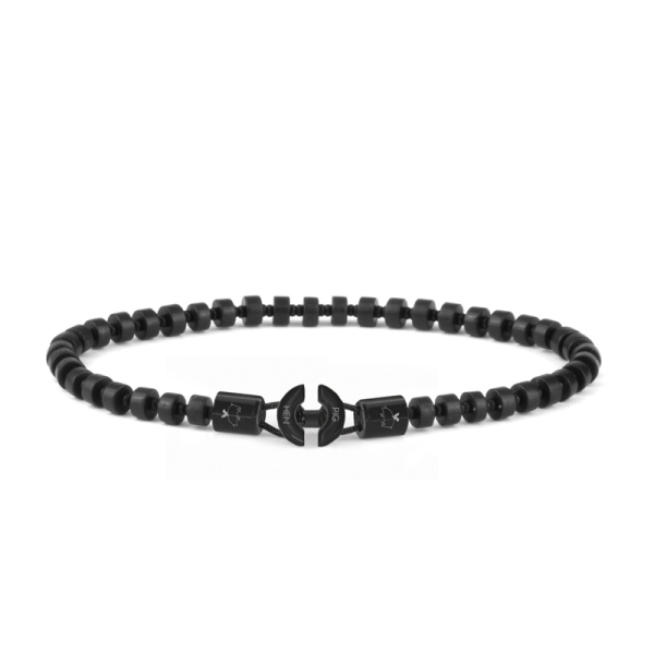Pig& Hen, bracelet Brontide Black Agate, Gems, Clasp black