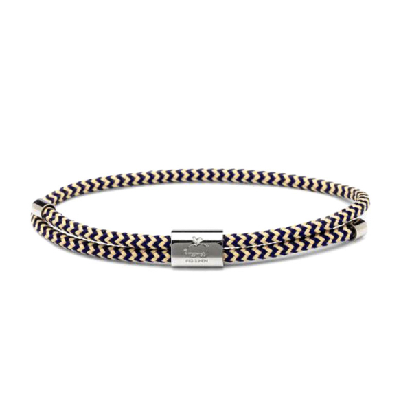 Pig&Hen, Armband Little Lewis, Segeltau navy sand, Verschluß silber