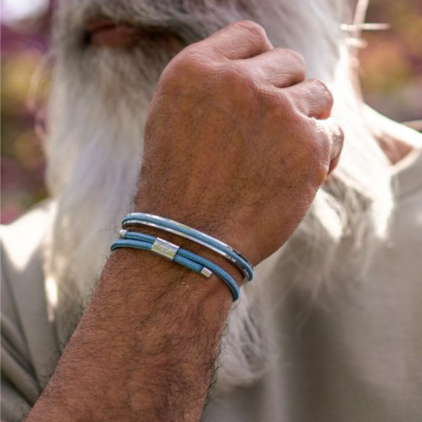 Pig&Hen, Armband Little Lewis, Segeltau hellblau, Verschluß silber, style solo