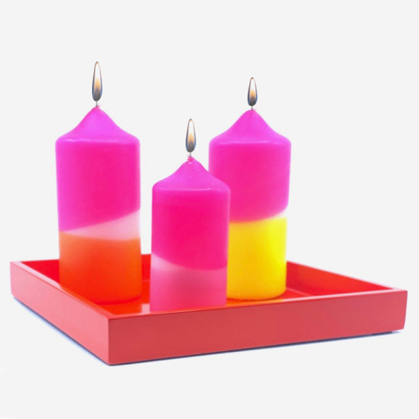 ink Stories Candle Dip Dye Neon Pink Unicorn, pink-weiss-orange, style