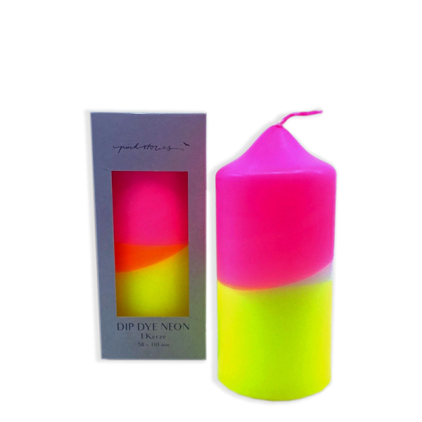 ink Stories Candle Dip Dye Neon Pink Unicorn, pink-weiss-gelb, box