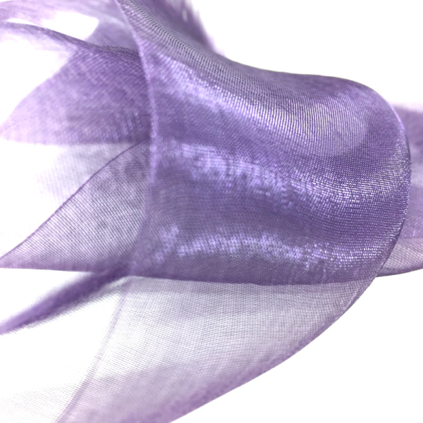 ORGANDY Geschenkband Material moire Farbe mauve ohne Drahtband, detail