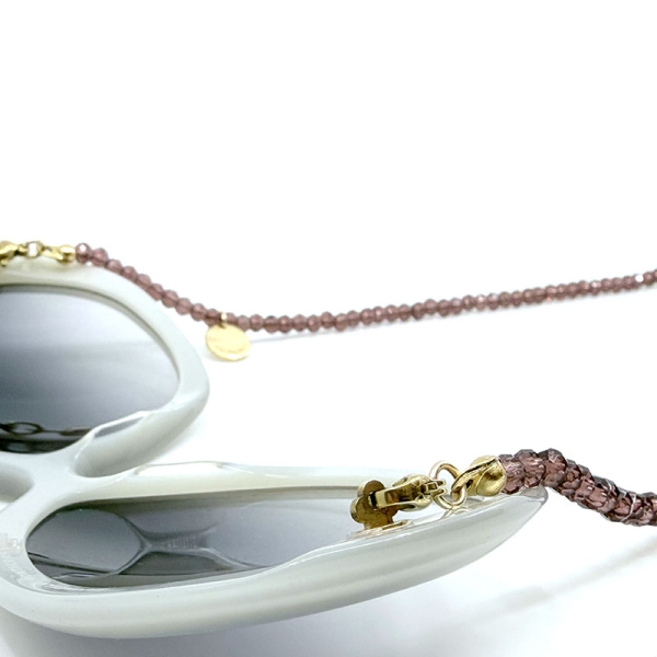 Raffaella di Montalban Sonnenbrille Cordino, grauer Rahmen, Gläser getönt, Schmuckbügel violett, back