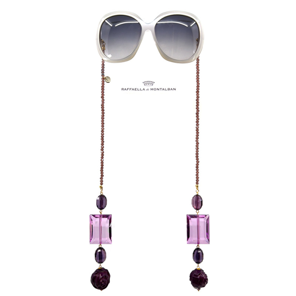 Raffaella di Montalban Sonnenbrille Cordino, grauer Rahmen, Gläser getönt, Schmuckbügel violett