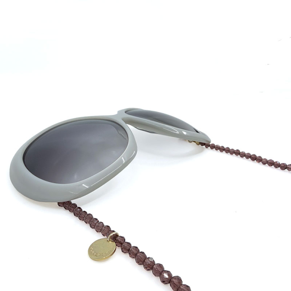 Raffaella di Montalban Sonnenbrille Cordino, grauer Rahmen, Gläser getönt, Schmuckbügel violett, Rahmen