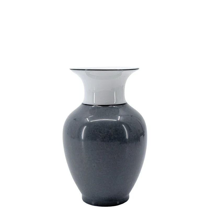 Reichenbach Porzellan Vase EVA S COLOUR I Grau mit weißem ausgestelltem Hals, Design Gerd Sommerlade