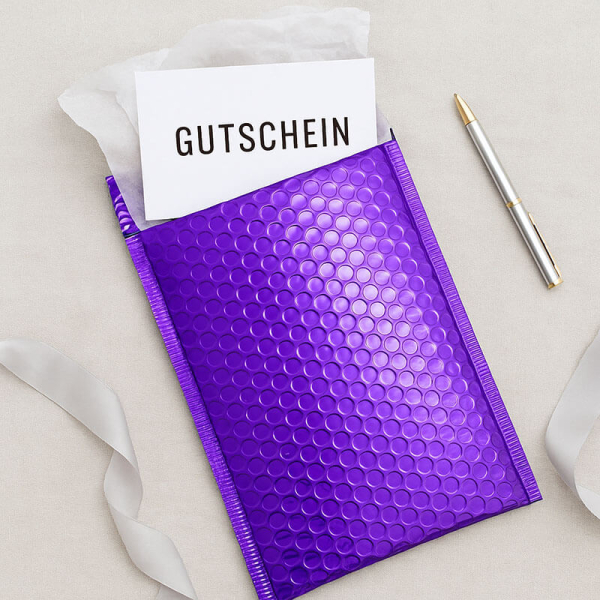 Versandtasche, Luftgepolstert, violett, style. Gutschein