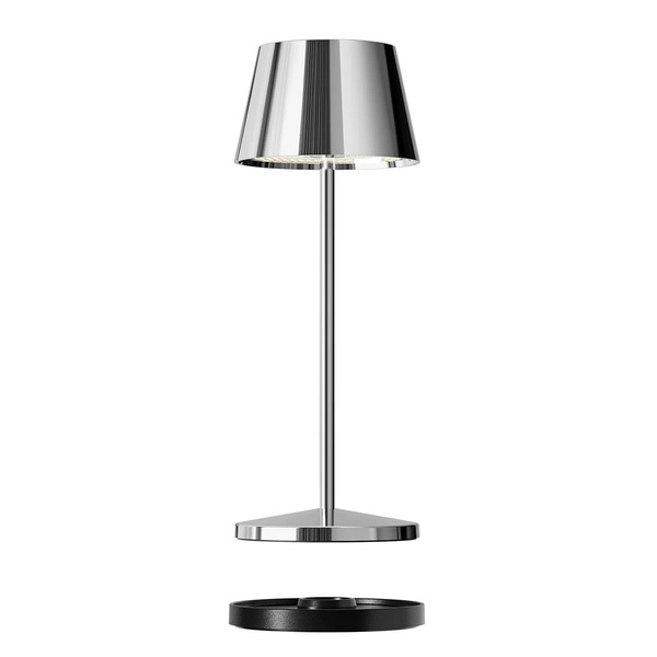 Sompex SEOUL MICRO RC chrome table lamp with separate circular charging station