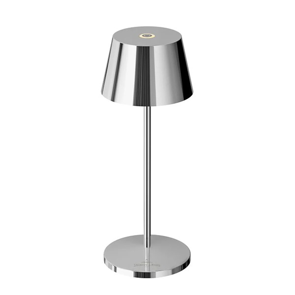 Sompex SEOUL MICRO RC chrome rechargeable table lamp with polished shade and round base