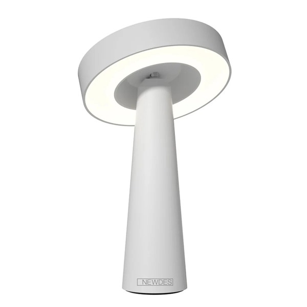 NEWDES by Sompex TIP Akku-Tischleuchte Weiß mit ringförmigem LED-Leuchtenkopf