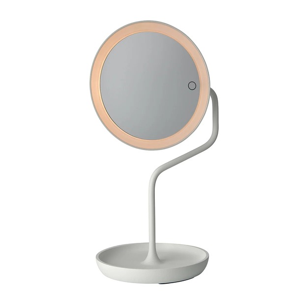 VERSAILLES white vanity mirror with circular LED light ring and 5x magnification