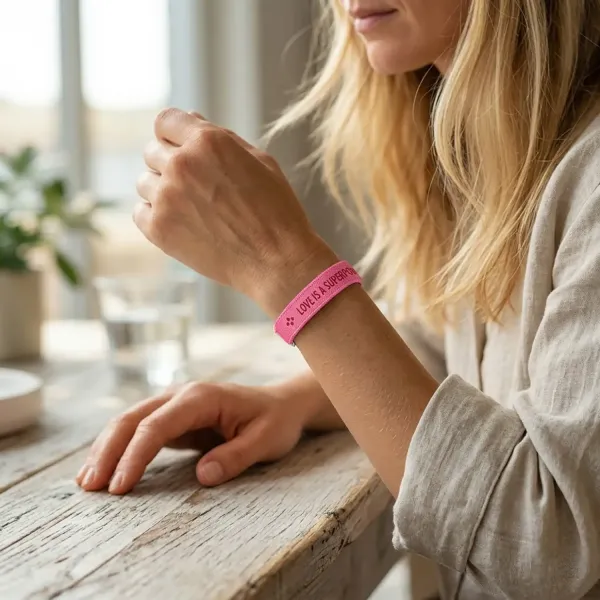 Sorbet Island Satin bracelet, neon pink, Love is a Superpower, style