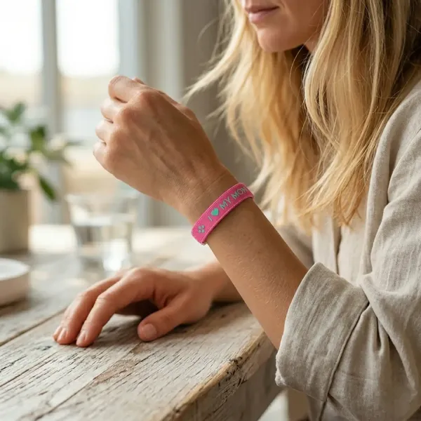 Sorbet Island, Satin Armband, neon pink, I love my Mom style