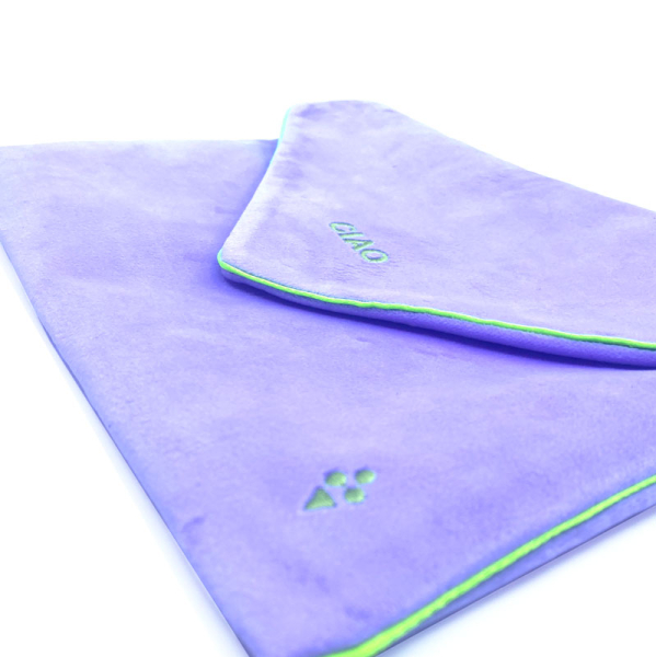 Sorbet Island, Velvet Envelope Bag, Unterarm Clutch flieder , Stickerei fluo grün CIAO, Seitenansicht