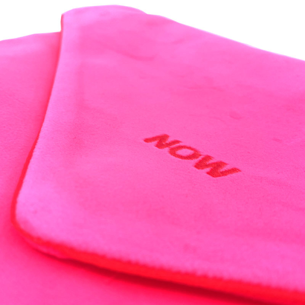 Sorbet Island, Velvet Envelope Bag, Unterarm Clutch pink , Stickerei rot NOW, detail