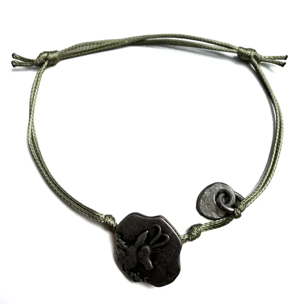 S Punkt Spangemacher Kordelarmband mit Hirschemblem, grün