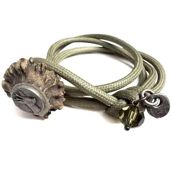 S Punkt Spangemacher Trachtenarmband grün mit Rehrose und Swarovski Perle