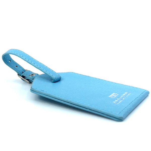 Trixi Gronau Carrys,leather luggage tag, skyblue, back