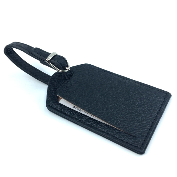 Trixi Gronau Carrys,leather luggage tag, black, front