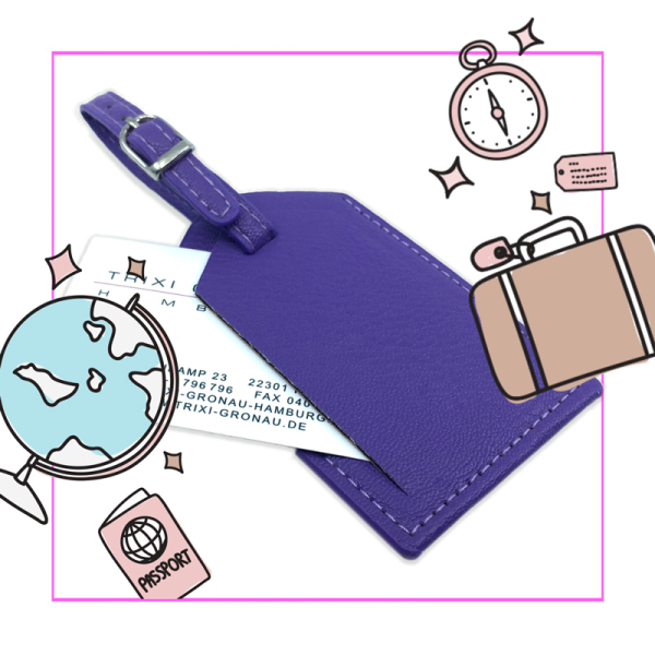 Trixi Gronau Carrys,leather luggage tag, violet, style
