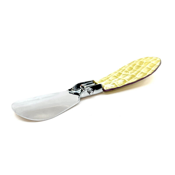 Trixi Gronau travel shoehorn, Cedric, stainless steel, leather Dakar limone,, back