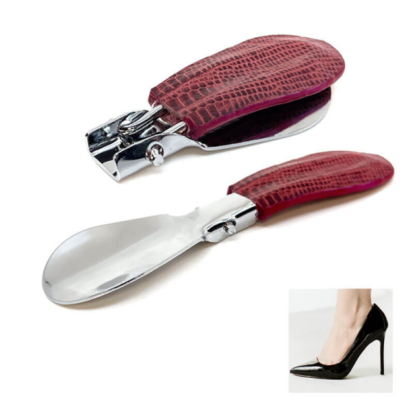 Trixi Gronau Schuhanzieher Cedric, Edelstahl, Ledergriff Tejus aubergine, style