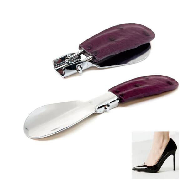 Trixi Gronau Schuhanzieher Cedric, Edelstahl, Ledergriff Strauss purple, style