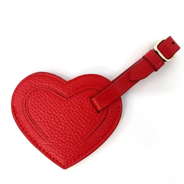 Trixi Gronau Coeur, leather luggage tag, red, front