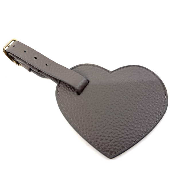 Trixi Gronau Coeur, leather luggage tag, grey, back