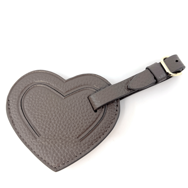 Trixi Gronau, Kofferanhänger Coeur, Leder grau, frontansicht