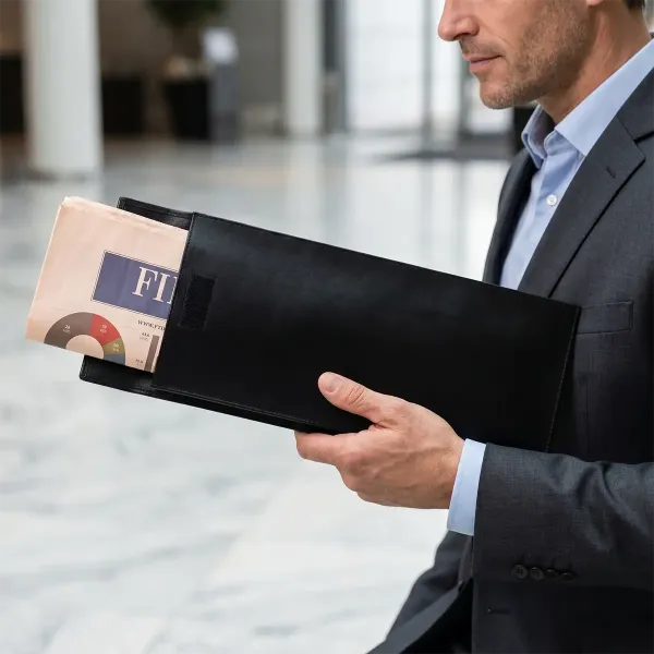 Zeitungshülle, schwarz, Leder, Trixi Gronau, style1