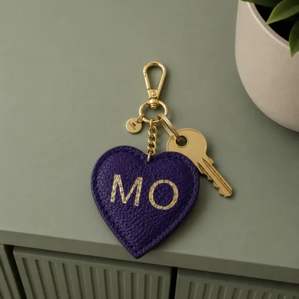 Trixi Gronau leather key fob Coeur purple ,style sideboard