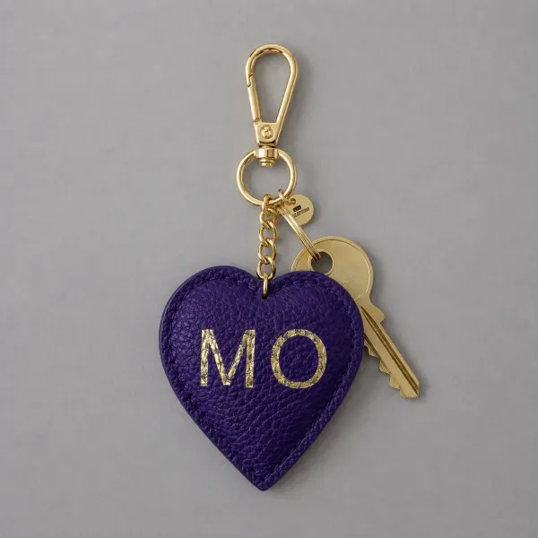 Trixi Gronau leather key fob Coeur purple